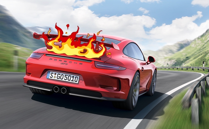 Porsche GT3’ün ateşi fazla geldi!